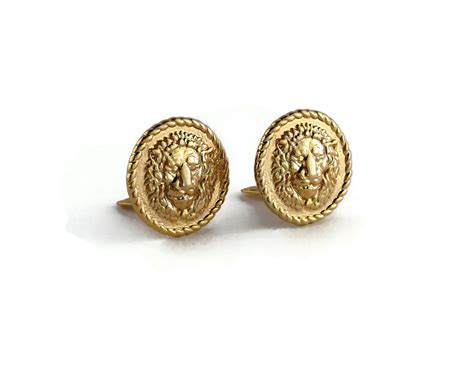 vintage versace earrings lions|Versace Lion .